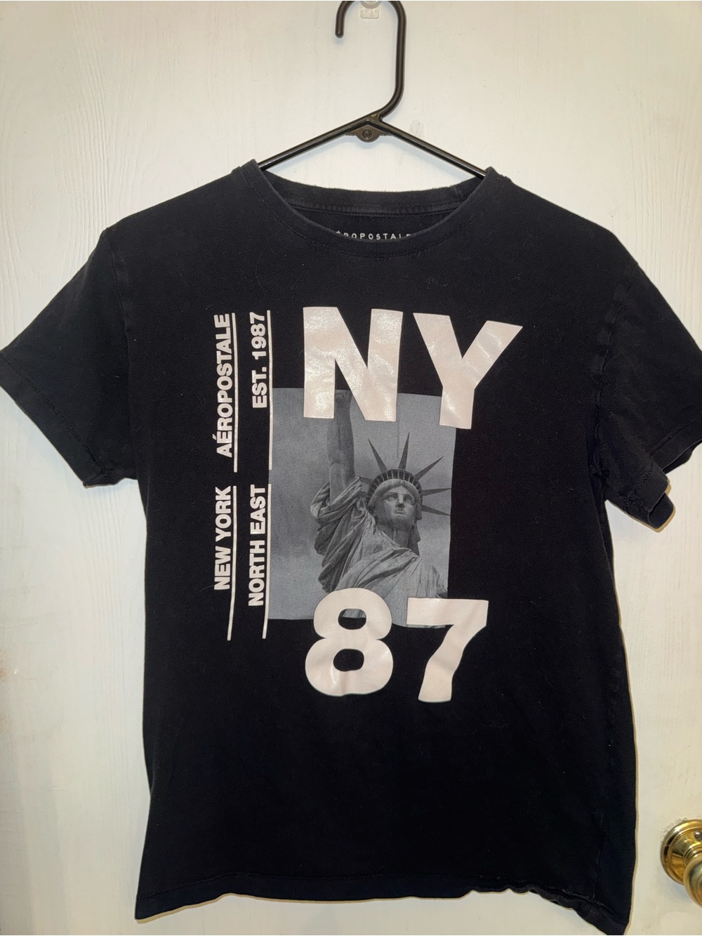 Aeropostale Black NY 87 Graphic Tee Size S Unisex